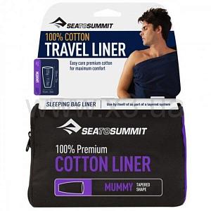 SEA TO SUMMIT Premium Cotton Liner Mummy вкладыш в спальник Navy Blue