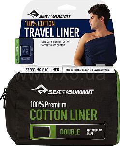 SEA TO SUMMIT Premium Cotton Travel Liner Long (Rectangular) вкладыш в спальник Navy Blue