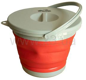 TRAMP Ведро складное силиконовое с крышкой 5л, красное 