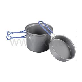 TRAMP Кастрюля-кружка анодированная с крышкой сковородкой 0,9+0,5л UTRC-145 (039)