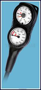 BS DIVER Консоль Мини двуприборная (ман. 52мм, 400 Bar и глубиномер 0-70м), шланг 80см (made in Italy)